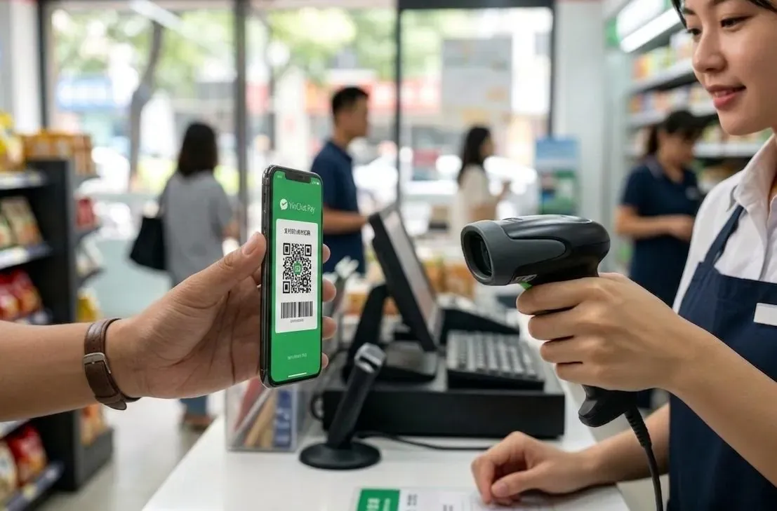 Merchant scanning your phone